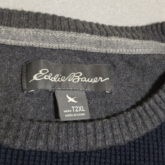 Eddie Bauer Men's Gray Blue Knit Pullover Sweater Crew Neck Size XXL - Picture 3 of 8
